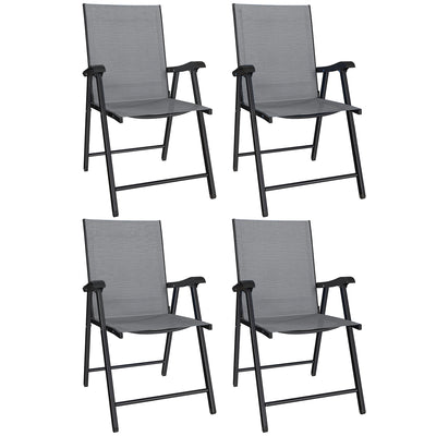 Folding Garden Chairs Set of 4 for Comfortable Outdoor Seating With Breathable Mesh - Supports Up To 120kg Outsunny
