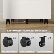 White Metal Mobile Filing Cabinet with Lockable 3 Drawers and Wheels for Home Office by Vinsetto