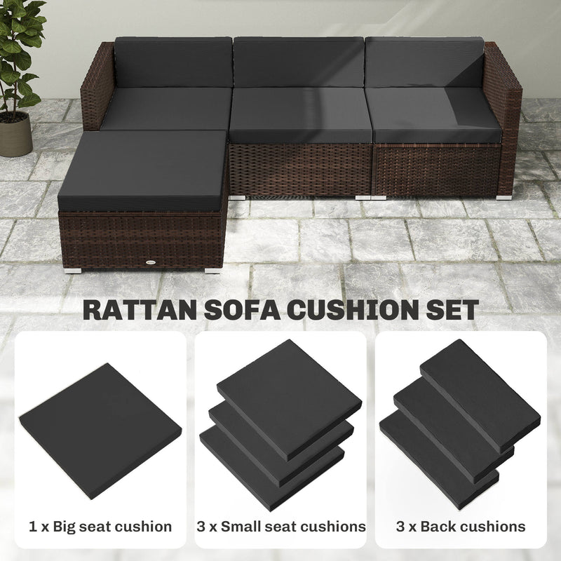 Garden Loveseat Cushion Set Seven Piece Water Repellent UPF50 Plus Easy Clean Black