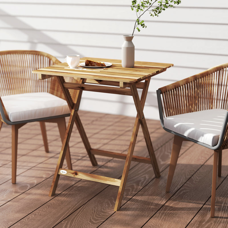 Small Folding Garden Table for Easy Outdoor Dining and Entertaining, Natural Acacia Wood Outsunny