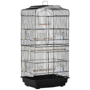 Large Metal Bird Cage with Stand and Swing for Budgies and Parakeets, Black