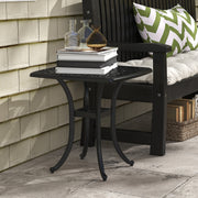 Black Square Cast Aluminium Garden Bistro Table With Umbrella Hole For Patio Or Balcony Outsunny