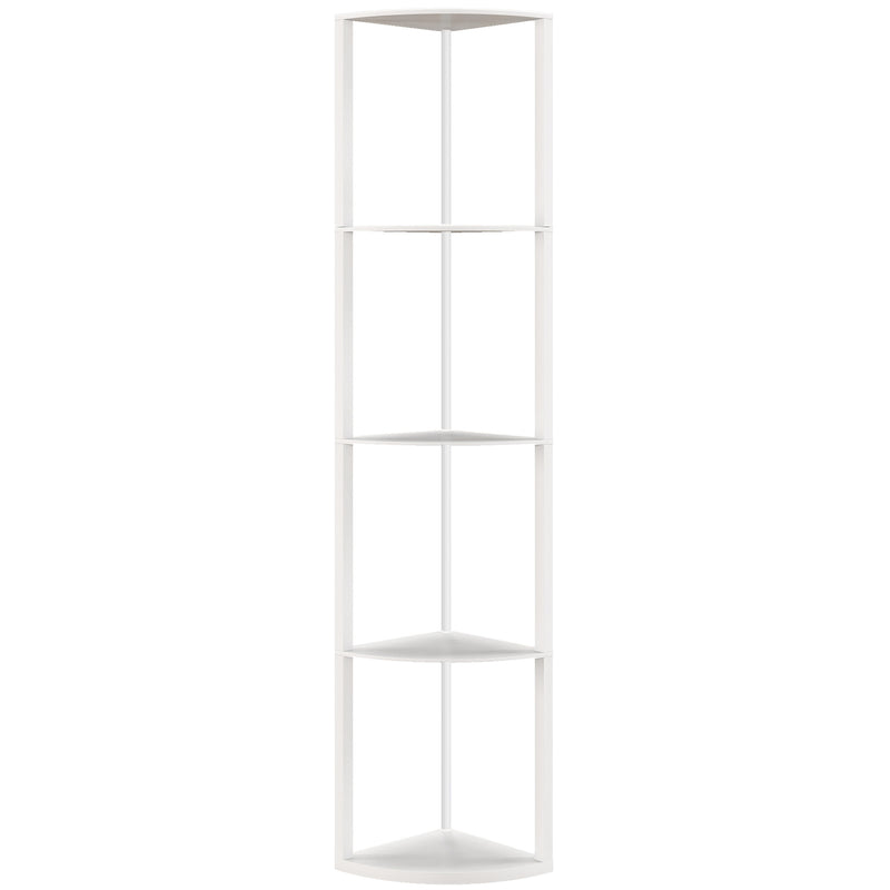 5 Tier LED Floor Lamp With Adjustable Shelves And Remote Control For Living Room White