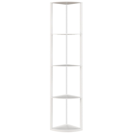 5 Tier LED Floor Lamp With Adjustable Shelves And Remote Control For Living Room White
