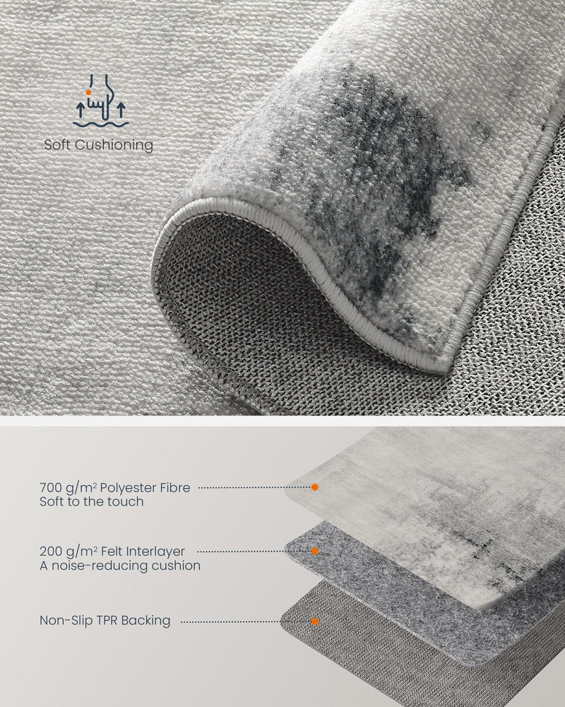 Dove Grey Area Rug 200 x 300 cm Soft Large Floor Carpet for Living Room by Songmics