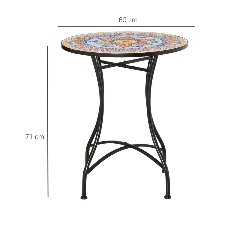 Outsunny Φ60cm Mosaic Outdoor Patio Table - Red AOSOM