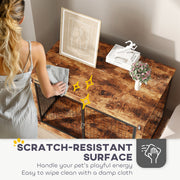 Rustic Brown Dog Crate Furniture with Flip Up Top and Two Doors for Large Dogs by PawHut