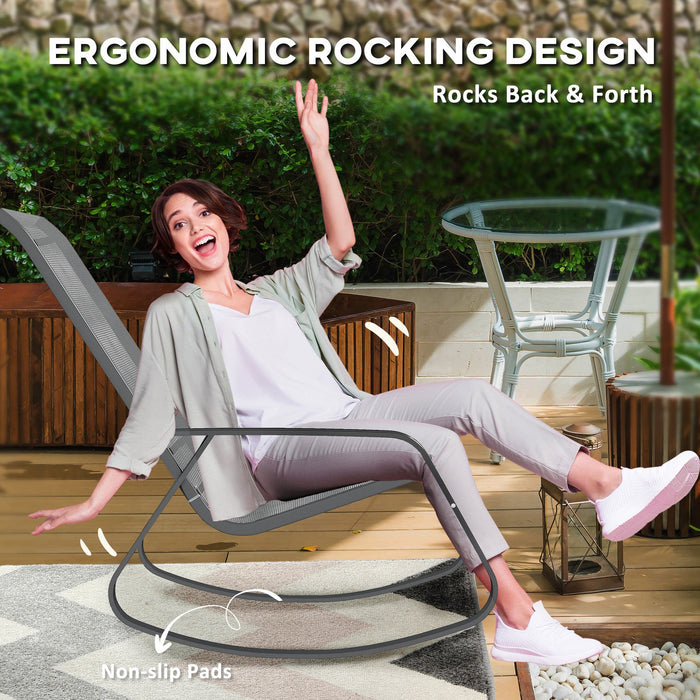 Set of Two Grey Rocking Garden Chairs for Outdoor Comfort by Outsunny