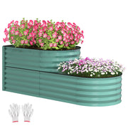 Two Tier Galvanised Steel Garden Planter Dark Green by Outsunny