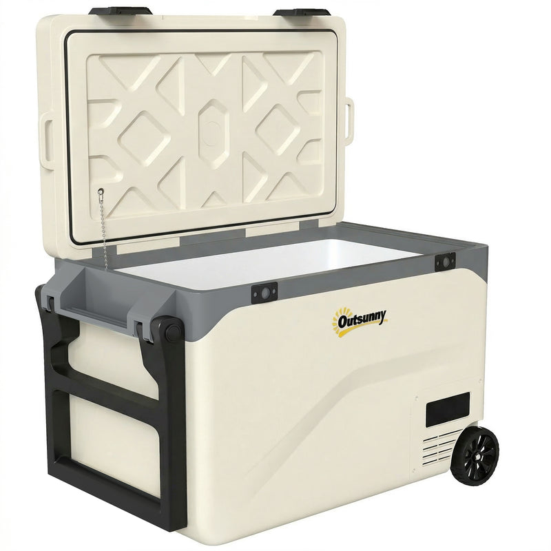 Camping Fridge 42.5L with Wheels and Digital Control for Fresh Food and Cold Drinks Black AOSOM
