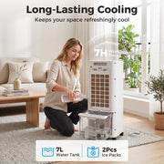 Portable Air Cooler with Fan and Humidifier for Quiet Room Cooling | Remote Control  | White Homcom
