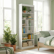 Bookshelf with 4 Shelves and Cubes for Organising Books and Decor White Homcom