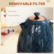 3000W Electric Kettle With Rapid Boil And Honeycomb Design For Kitchen Use Dark Blue AOSOM