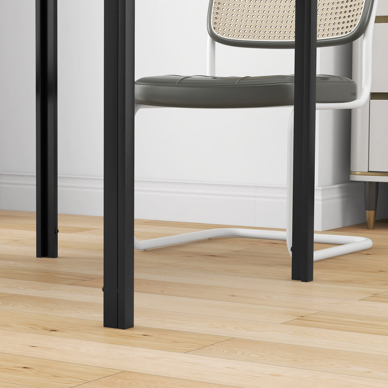 Square Glass Dining Table for Small Kitchens or Dining Rooms Seats 2 to 4 Black AOSOM
