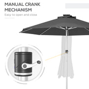 Grey 3m Garden Parasol with Solar LED Lights for Shaded Outdoor Seating