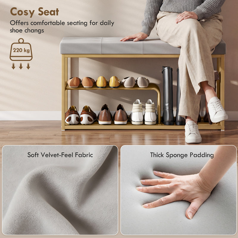 Shoe Storage Bench with Padded Seat for Hallway or Bedroom Organisation Grey