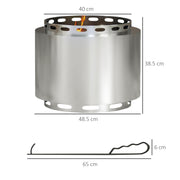 Smokeless Stainless Steel Fire Pit 48cm With Poker For Garden Camping And Bonfire Nights