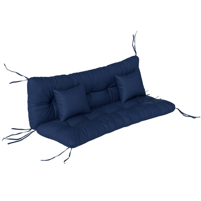 Outdoor Chair Cushion and Pillow Set for Extra Garden Seating Comfort Dark Blue AOSOM