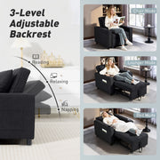 3 in 1 Convertible Sleeper Chair Sofa Bed Single Seat For Guest Room Or Lounge Black Homcom