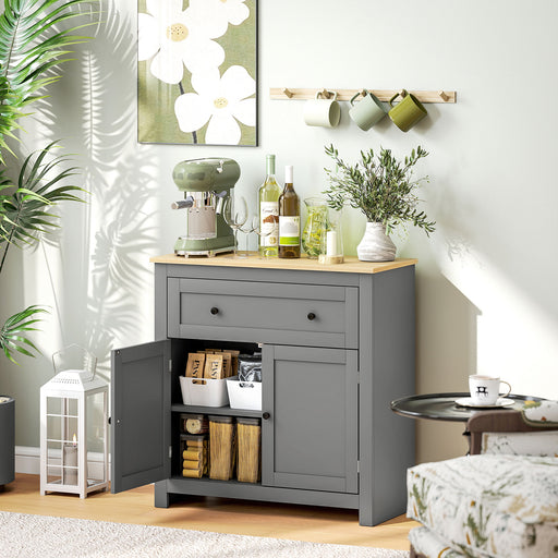 Modern Sideboard Cabinet With Drawer And Adjustable Shelf For Kitchen Or Hallway Grey