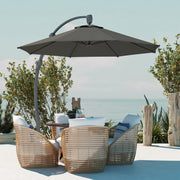 Premium Grey 3m Cantilever Parasol with Crank Handle and 360° Rotation for Garden Patio by Outsunny