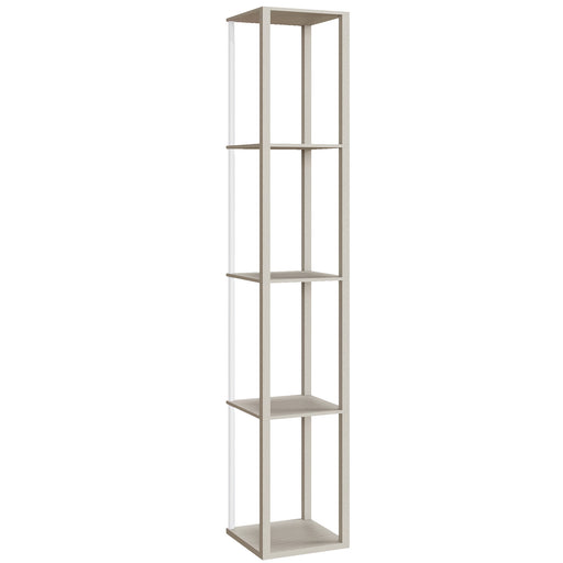 Tall LED Floor Lamp with Shelves and Remote Control for Living Room or Bedroom Oak