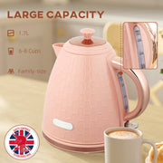 3kW Rapid Boil Electric Kettle With Honeycomb Design Ideal For Fast Brewing, Light Pink