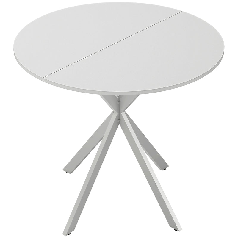 White Round Dining Table for 4 with Easy Clean White Top and Stable Legs (80cm) Homcom
