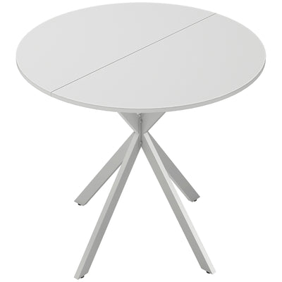 White Round Dining Table for 4 with Easy Clean White Top and Stable Legs (80cm) Homcom