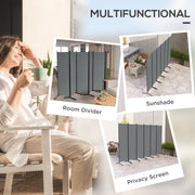 6 Panel Folding Garden Privacy Screen Freestanding Room Divider for Outdoor Use Dark Grey AOSOM