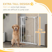 Extra Tall Indoor Dog Gate With Auto Close And Cat Flap Fits 74 To 80cm Wide White