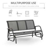 Grey 3 Seater Garden Glider Rocking Chair Metal Patio Bench for Outdoor Relaxation by Outsunny