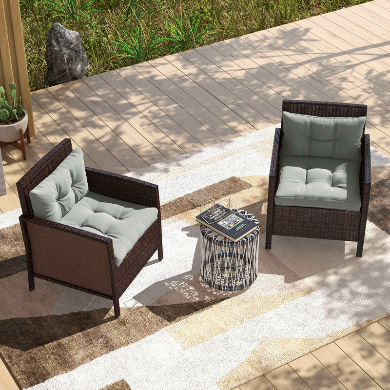 Light Grey 2 Piece Outdoor Seat and Back Cushions Set for Garden or Patio Chairs AOSOM