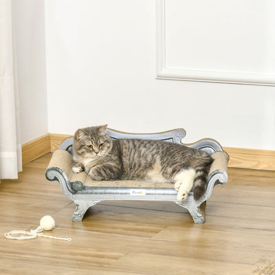 Cat Scratching Lounger with Curved Cardboard Surface for Play and Resting, Brown