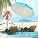 Blue Portable Beach Umbrella with Sand Anchor UPF50+ Tilt Adjustable Height by Outsunny