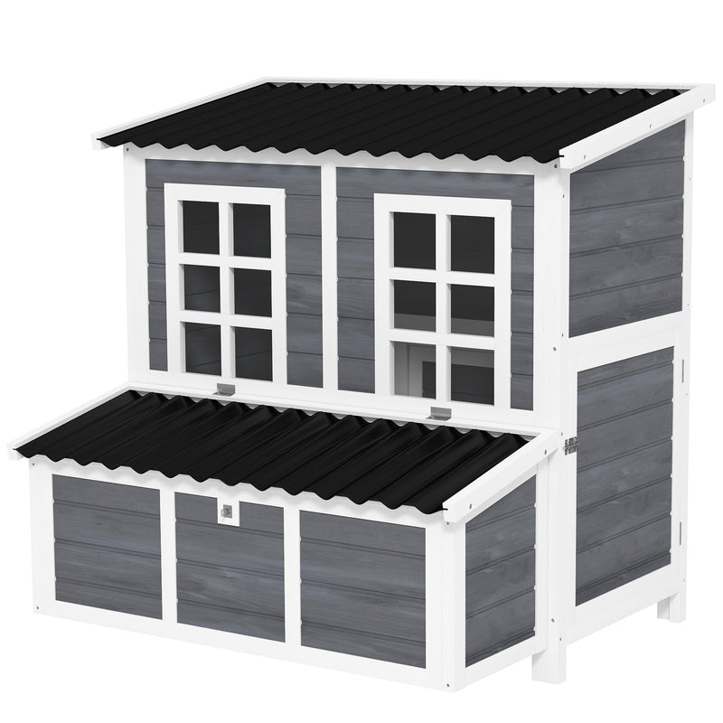 Wooden Chicken Coop with Nesting Box Slide-Out Tray and Perches for 4-6 Chickens by PawHut