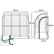 Walk In Lean To Greenhouse 214cm x 118cm with Shelves Ideal for Small Gardens Green