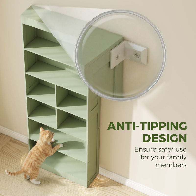 Tall Bookshelf with 4 Shelves for Extra Home Storage and Clutter-Free Rooms Bean Paste Green Homcom