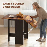 Folding Dining Table for Small Spaces Seats Up to 6 Converts to Desk Rustic Brown Black AOSOM