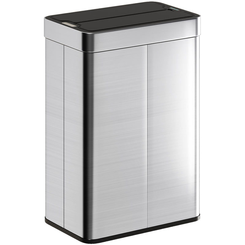 Sensor Kitchen Bin 55L Hands Free with Slim Space Saving Design Silver Tone Homcom
