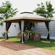 3.6 x 3.6m Pop Up Gazebo with Mesh Sides, Carry Case, Weight Bags, Beige by Outsunny