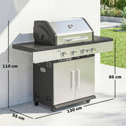Gas Barbecue with 5 Burners for Easy Outdoor Cooking and Entertaining Black Outsunny