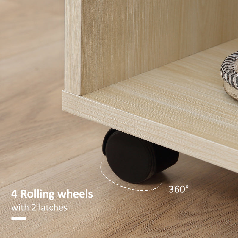 Open Wardrobe with Shelves and Wheels for Easy Clothes Organisation Maple Wood Effect AOSOM
