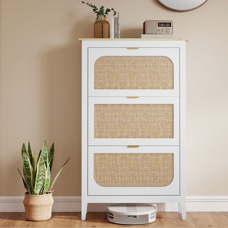 Slim Shoe Storage Cabinet for Narrow Hallways with Adjustable Shelves, White & Oak, 80 x 24 x 131 cm Homcom