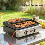 Portable Gas BBQ with 2 Cooking Zones and Warming Rack for Easy Outdoor Meals Black Outsunny