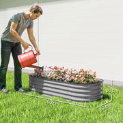 Galvanised Raised Garden Bed Metal Planter Box With Safe Edges For Herbs And Flowers Silver AOSOM
