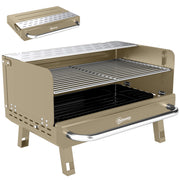 Portable Charcoal BBQ Grill for Easy Outdoor Cooking with Adjustable Grate Khaki AOSOM