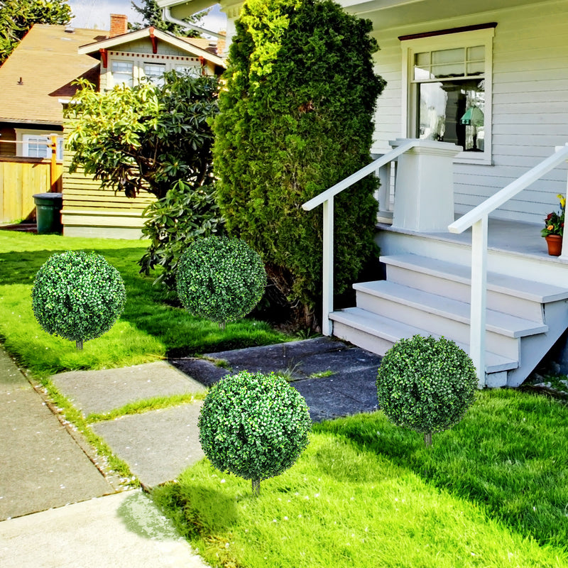 Artificial Topiary Ball Set of 2 for Easy Year Round Garden or Doorstep Greenery Green