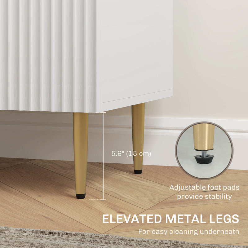 White Sideboard Buffet Cabinet with 3 Drawers and Adjustable Shelves by HOMCOM