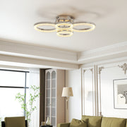 Modern LED Ceiling Light with 4 Ring Design and Adjustable Colour for Living Room Silver Tone AOSOM